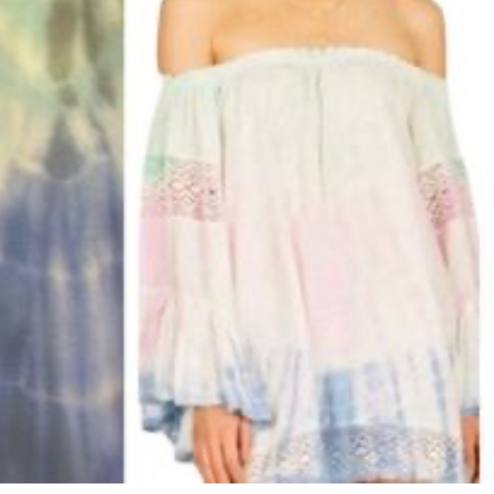 SURF GYPSY red and Blue tie dye detailed 3/4 Sleeve Blouse